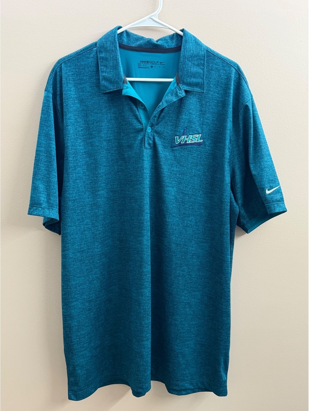 Nike Golf‎ VHSL Men's XL Teal Dri-FIT Short Sleeve Performance Polo Shirt